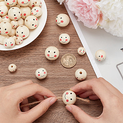 60Pcs 3 Styles Printed Wooden Beads&nbsp;WOOD-PH0002-64