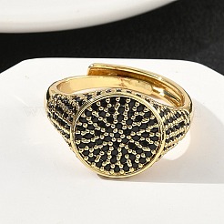 Brass Micro Pave Cubic Zirconia Cuff Rings for Women&nbsp;RJEW-A069-13G