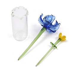 Handmade Lampwork Birthday Flower & Vase Set for Tabletop Display&nbsp;LAMP-D007-002K