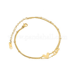 Love Heart 304 Stainless Steel Double Layer Anklets for Women&nbsp;FS-WG96390-01