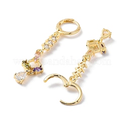 Rack Plating Golden Brass Dangle Leverback Earrings&nbsp;EJEW-A030-01D-G