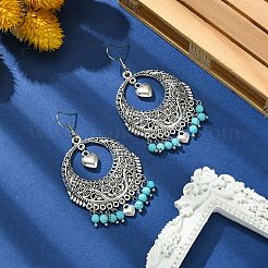 Dyed Natural Howlite Beaded Chandelier Earrings&nbsp;EJEW-JE05370-01