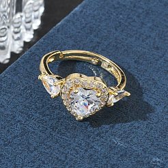 Brass & Cubic Zirconia Finger Rings&nbsp;CU-CBA7E55-15G