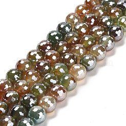 Electroplated Natural Agate Round Beads Strands&nbsp;G-L598-A01-03A