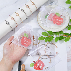 24Pcs 3 Styles Knot Iron Torque Bangles & 24Pcs Apple Shaped Paper Thank You Gift Tags for Women & 24Pcs Rectangle Organza Drawstring Gift Bags&nbsp;BJEW-DC0001-17