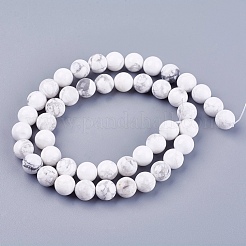 Natural Howlite Round Bead Strands&nbsp;X-G-I107-8mm