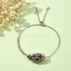 Natural Mixed Gemstone Bullet Link Slider Bracelets&nbsp;BJEW-JB09901