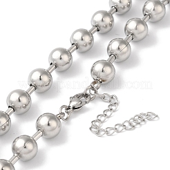 Non-Tarnish 304 Stainless Steel Round Beads Necklace for Women&nbsp;NJEW-B107-01A-P