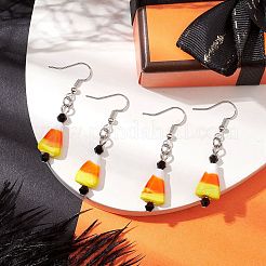 Halloween Candy Corn Handmade Lampwork & Glass Dangle Earrings&nbsp;EJEW-JE05871