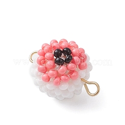 Halloween Glass Peal & Glass Seed Beaded Round Eye Links Connector Charms&nbsp;PALLOY-MZ00948-05