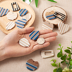 16Pcs 8 Style Resin & Wood Pendants&nbsp;RESI-BT0001-20