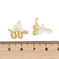 Brass Micro Pave Clear Cubic Zirconia Stud Earrings&nbsp;EJEW-P301-17G