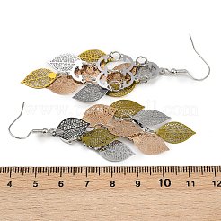 430 Stainless Steel Leaf Dangle Earrings&nbsp;EJEW-A137-06P-05