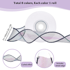 8 Rolls 8 Colors Rainbow Iridescent Laser Polyester Ribbon&nbsp;OCOR-PH0004-27