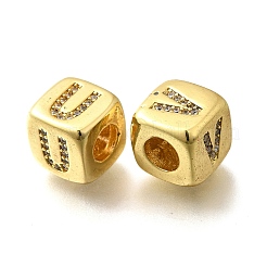 Brass Micro Pave Cubic Zirconia European Beads&nbsp;KK-R218-01G