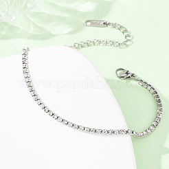 304 Stainless Steel Rhinestone Cup Chain Bracelets for Women&nbsp;BJEW-P376-01P-01