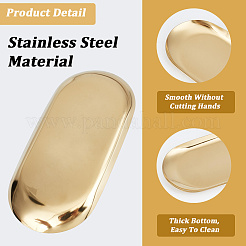 2Pcs Oval 430 Stainless Steel Jewelry Display Plate&nbsp;STAS-CN0001-70G
