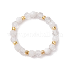 Natural Moonstone Beaded Stretch Rings&nbsp;RJEW-JR00867-08