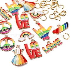 14Pcs 7 Styles Pride Rainbow Theme Alloy Enamel Pendants&nbsp;ENAM-FP0001-87