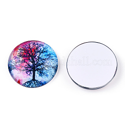 Half Round/Dome Tree Pattern Glass Flatback Cabochons for DIY Projects&nbsp;GGLA-Q037-25mm-M28-01