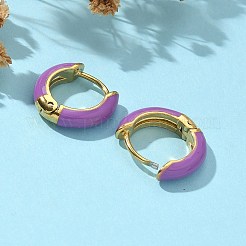 Ion Plating(IP) Enamel Hoop Earrings&nbsp;EJEW-G344-02G