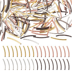300Pcs 4 Colors Brass Curved Tube Beads&nbsp;KK-TA0002-17