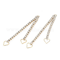 Brass Pave Rhinestone Chain with Heart Big Pendants&nbsp;KK-N216-420-03LG