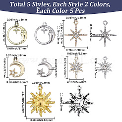 50Pcs 10 Styles Rack Plating Alloy Pendants&nbsp;FIND-SC0023-71