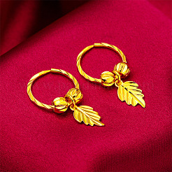 Leaf Brass & Alloy Hoop Earrings&nbsp;FS-WGCAE28-01
