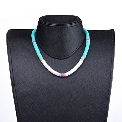 Handmade Polymer Clay Heishi Beaded Choker Necklaces&nbsp;NJEW-JN02722-03