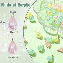 40Pcs 4 Colors Rainbow Iridescent Plating Acrylic Pendants&nbsp;MACR-CJ0001-59