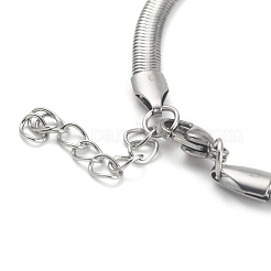 Tarnish Resistant 304 Stainless Steel Flat Snake Chain Bracelets&nbsp;BJEW-O186-06B-P