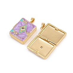 Brass Micro Pave Clear Cubic Zirconia Locket Pendants&nbsp;KK-P335-06G