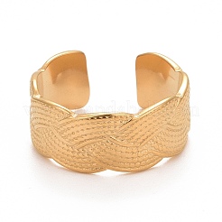 Ion Plating(IP) 304 Stainless Steel Textured Open Cuff Ring for Women&nbsp;LS-RJEW-C025-29G