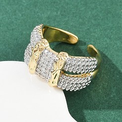 Brass Micro Pave Cubic Zirconia Cuff Rings&nbsp;RJEW-D326-06G