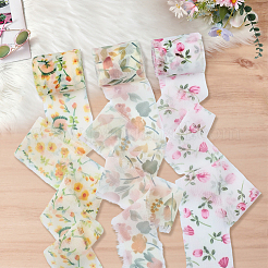3 Rolls 3 Styles Flower Pattern Polyester Ribbon&nbsp;OCOR-CP0001-30
