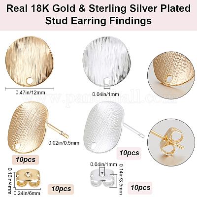 Brass Ear Stud Findings&nbsp;KK-BBC0015-27-1