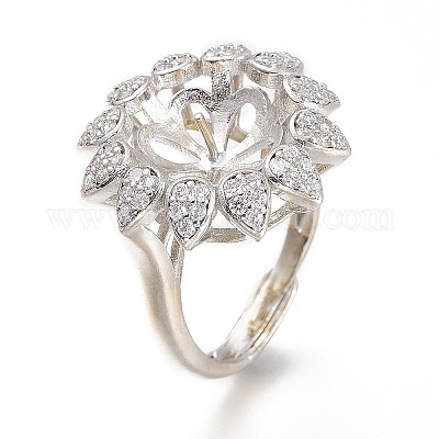 Adjustable Brass Finger Cup Peg Ring Settings&nbsp;ZIRC-I049-06P-1
