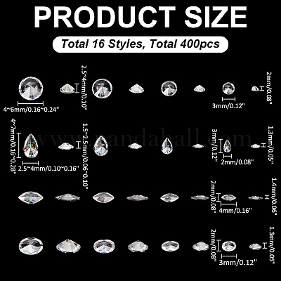 16 Styles Cubic Zirconia Cabochons&nbsp;ZIRC-ME0001-05-1
