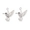 Alloy & Crystal Rhinestone Pendants, Bird Charms, Platinum, 24x19.5x3mm, Hole: 1.6mm