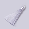 Polyester Tassel Pendants, White, 78~82x8mm, Hole: 2~4mm