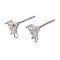 Rhodium Plated 925 Sterling Silver Ear Stud Findings, with Cubic Zirconia, Triangle, 7x5.5mm, Hole: 1mm, Pin: 13x0.9mm