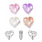 K9 Glass Rhinestone Cabochons, Point Back & Back Plated, Faceted, Heart, Mixed Color, 9x8x4mm