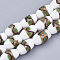 Handmade Gold Sand Lampwork Beads, Drum, White, 15~18x10~12mm, Hole: 1.5~2mm