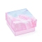 Cardboard Box Ring Boxes, with Sponge Inside, Square, Sky Blue, 5.2x5.2x3.2cm