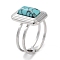 304 Stainless Steel Ring, Adjustable Synthetic Turquoise Rings, Rectangle, 12x16mm, Inner Diameter: Adjustable