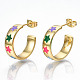 Brass Enamel Stud Earrings&nbsp;EJEW-T014-05G-NF-1