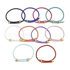 Adjustable 304 Stainless Steel Wire Rope Cord Bracelets Making, with Brass and Rubber Slide Beads, Long-Lasting Plated, Golden, Mixed Color, 1-5/8 inch~3-1/4 inch(4~8.2cm)