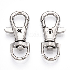 Alloy Swivel Lobster Claw Clasps, Swivel Snap Hook, Cadmium Free & Lead Free, Platinum, 39x18x6.5mm, Hole: 6.5x9.5mm