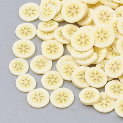 Handmade Polymer Clay Cabochons, Polymer Clay Slices for Nail Art, Resin Decoration & DIY Jewelry Making, Fruit, Banana, Lemon Chiffon, 3.5~9x3.5~8x0.1~3mm